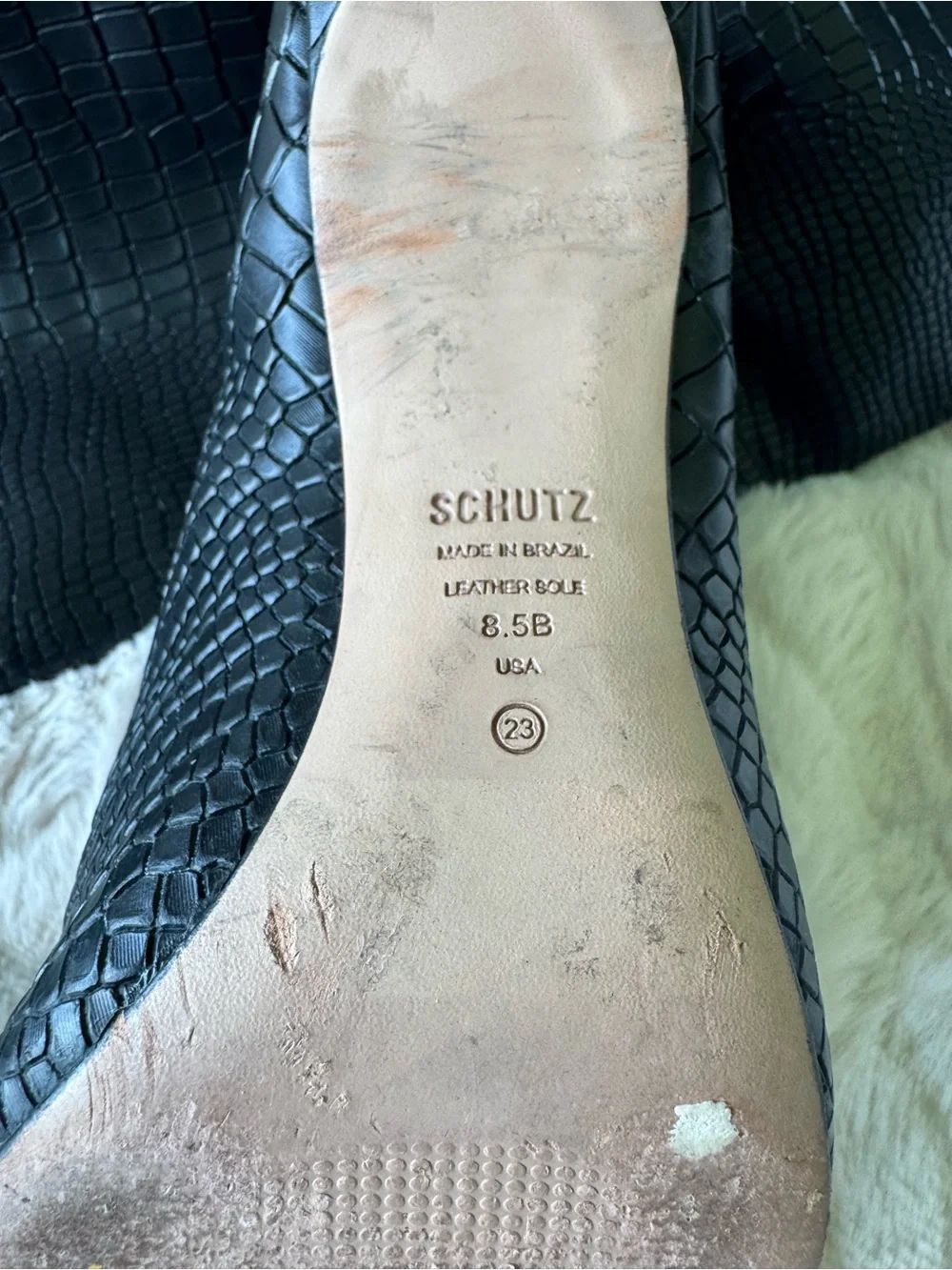 SCHUTZ Black Croc-Embossed Pointed-Toe Over-the-Knee Boots
